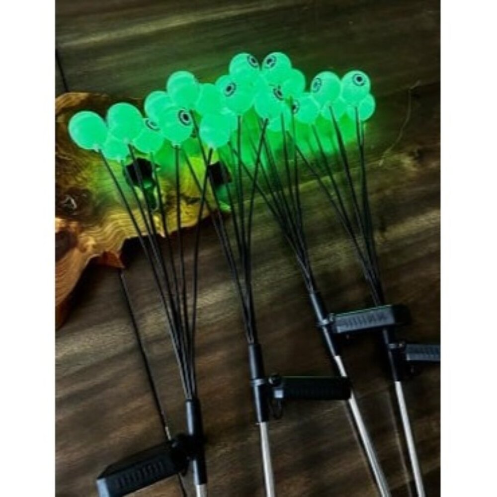New Solar Halloween Decorations, 4 Pack 24 LED Spooky Eyeball Lights, Outdoor